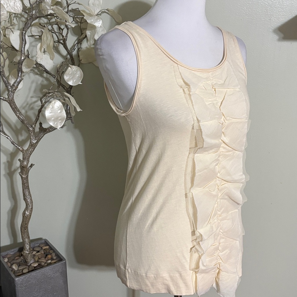 J. Crew Cream Ruffle Tank Top - Picture 3 of 4